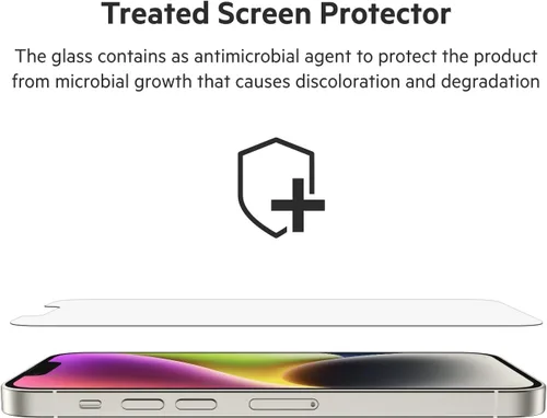 Miniatura 6 de Belkin UltraGlass - Protector de pantalla para iPhone 14, iPhone 13 Pro, fácil aplicación con bandeja guía de instalación, protector de pantalla