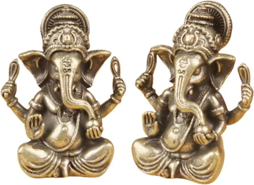 Miniatura 7 de Estatua de Ganesha de latón, estatua de Ganesha de latón, escultura de Dios de elefante hindú de 1.97 pulgadas, decoración y regalo de Diwali