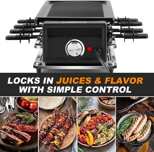 Miniatura 2 de CUSIMAX Raclette Grill Parrilla coreana de barbacoa, parrilla de mesa portátil con placa antiadherente, control de temperatura ajustable, parrilla