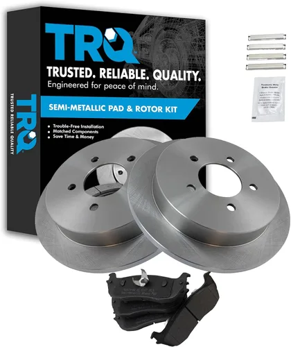 Miniatura 117 de TRQ Juego de pastillas de freno semimetálicas traseras y rotores compatibles con Chevrolet Trailblazer 02-06 Trailblazer EXT 04-06 SSR 02-07 GMC