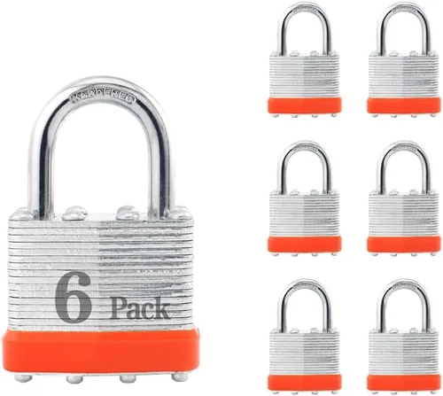 Miniatura 24 de ZonRo Candados con llave de acero laminado, cerraduras iguales con llave, 1-9/16 pulgadas de ancho, candados de grillete normal, paquete de 6, aro