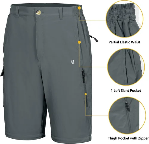 Miniatura 5 de Little Donkey Andy Pantalones convertibles elásticos para hombre, pantalones de senderismo de secado rápido con cremallera, protección UV, ligeros