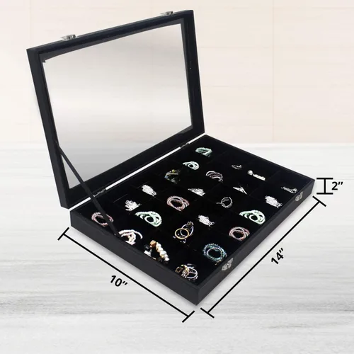 Miniatura 4 de Organizador de cajas de exhibición de anillos Soporte para aretes y anillos Cajas de bandeja organizadora para múltiples anillos Anillos y aretes