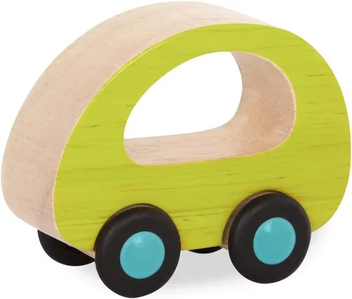 Miniatura 10 de B. toys Juego de autos de juguete de madera con 6 vehículos coloridos para niños y niños pequeños - Camiones duraderos - Fácil - Juguetes para niños