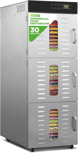 Miniatura 9 de NutriChef Deshidratador eléctrico de alimentos para encimera, 900 W, máquina de carne de res de varios niveles, secadora de frutas y verduras
