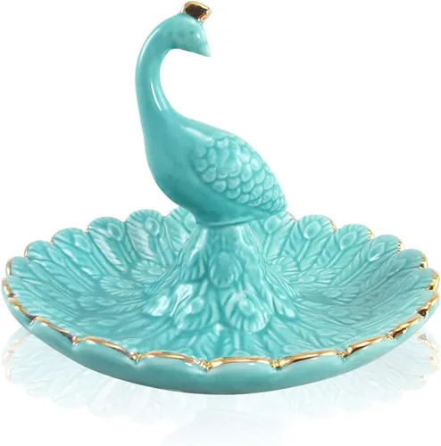 Miniatura 2 de Lependor Bandeja de joyería de cerámica de animales lindos Soporte para anillo de plato de baratija, collar, aretes, anillos, organizador de joyas