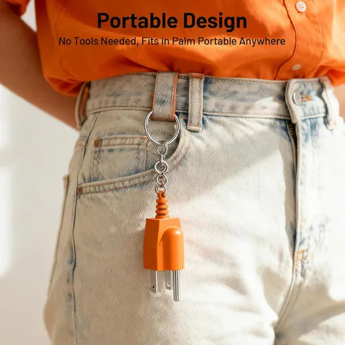 Miniatura 7 de Enchufe de conexión a tierra para generador con llavero – Adaptador portátil de unión a tierra neutra (NEMA 5-15P a 5-15R/TT-30R) para generadores