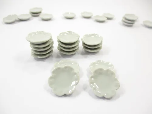 Miniatura 4 de Plato de flor de vieira blanca de 0.787x0.787 in plato de plato de casa de muñecas suministro de cerámica en miniatura 12789