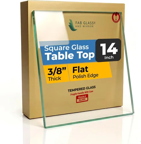 Miniatura 30 de Tablero de vidrio templado transparente de 10 pulgadas cuadradas con borde biselado de 1/2 pulgada de espesor para mesas de comedor, de café