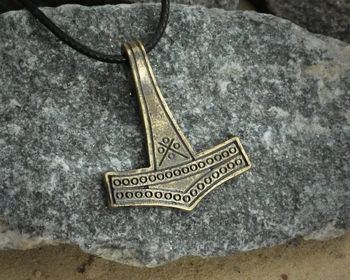 Miniatura 8 de Viking Thors Hammer Necklace Pendant - Vegvisir Aegishjalmur Helm of Awe Raven Huginn Muninn Pendant Necklace Amulet Talisman - Thor Necklace