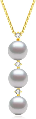Miniatura 23 de Collar de perlas negras, blancas, doradas, grises para mujer, collar con colgante de plata esterlina, perlas cultivadas en agua salada auténticas