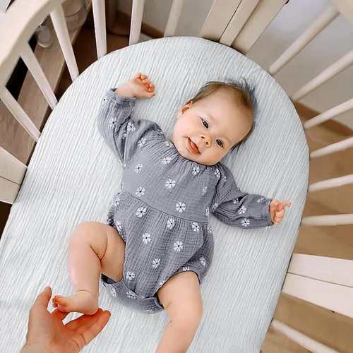 Miniatura 117 de lulumoon Sábanas de muselina para moisés para bebé: sábanas ajustables suaves para moisés de cabecera para niños y niñas Oliva y Crema