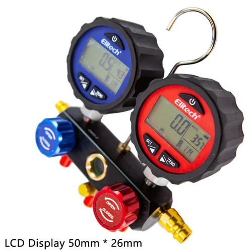 Miniatura 5 de Elitech DMG-3 Manómetro de colector de CA, juego de medidor de presión de refrigerante de 2 vías con mangueras