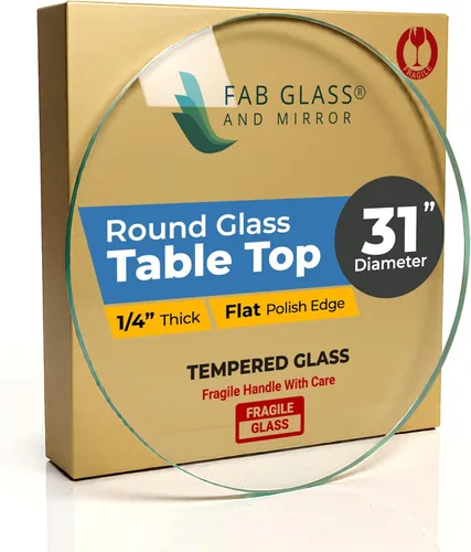 Miniatura 16 de Fab Glass - Mesa redonda de cristal de 48 in, grosor de 3/4 in, cristal pulido plano templado, Vidrio, Transparente