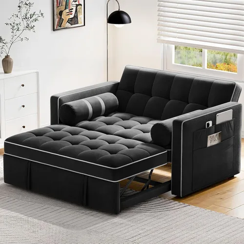 Miniatura 8 de Pipishell - Sofá cama convertible 3 en 1, sofá cama extraíble para sala de estar con puertos USB y bolsillos laterales, respaldo ajustable, de Negro