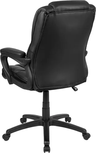 Miniatura 12 de Flash Furniture Fundamentals - Silla giratoria grande y alta de LeatherSoft para oficina y juegos, silla de oficina ergonómica con reposabrazos Negro