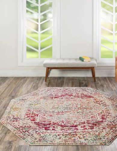 Unique Loom Richmond Collection - Alfombra de área con medallón (octágono de 6 pies 1 pulgada, multicolor claro/negro)
