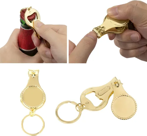 Miniatura 2 de 10 piezas de abrebotellas de oro personalizado llavero cortaúñas versátil y duradero, regalos privados personalizados para fiestas, bodas