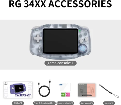 Miniatura 6 de RG34XX Consola de Juegos Portátil Retro Linux Pantalla IPS de 3.4'' 720*480 Tarjeta de 64G 5000+ Juegos Clásicos RG34XX H700 64-bit Batería