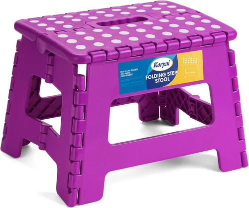 Miniatura 15 de Korpai Taburete plegable de 16 pulgadas para adultos y niños con capacidad para hasta 300 libras, taburetes plegables antideslizantes con mango