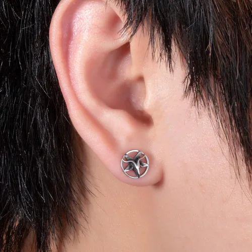 Miniatura 5 de Baphomet - Pendientes de pentagrama invertido satánico con sello de Satanás de Lucifer Devil Demon - Pendientes de acero inoxidable