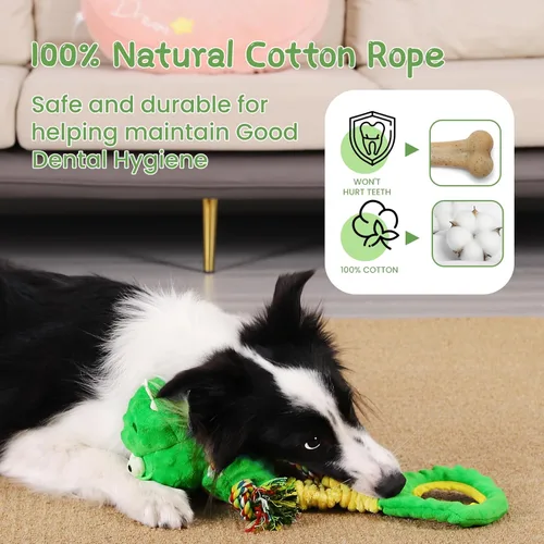 Miniatura 6 de YINEYA Juguetes resistentes para perros masticadores agresivos, juguete interactivo de tira y afloja para mantenerlos ocupados, juguetes chirriantes