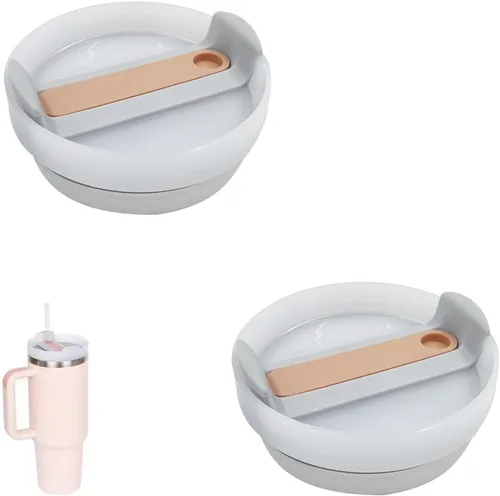 Miniatura 10 de Paquete de 2 tapas para vaso de 40 onzas compatibles con Stanley Quencher, cubiertas de vaso de acero inoxidable a prueba de derrames y resistentes