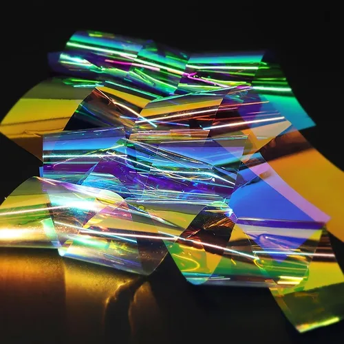 Miniatura 2 de 20 hojas de papel de celofán iridiscente para uñas, hojas rotas, láminas holográficas, calcomanías de uñas de aurora, diseños de uñas reflectantes