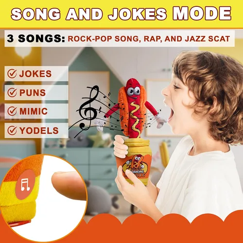 Miniatura 5 de Gagster Gusano de goma bailarín, juguete interactivo para hablar y cantar, ilumina y repite lo que dices, divertido juguete animatrónico para niños