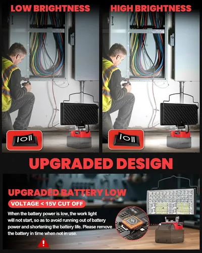 Miniatura 7 de LIVOWALNY Luces de Trabajo LED Compatibles con Batería Milwaukee de 18V, 100W 10000LM Luz de Inundación de 7" Portátil con Puerto de Carga USB