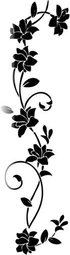 Adhesivo decorativo de pared de vinilo extraíble de flores de ratán negro brillante de 6 x 22 pulgadas