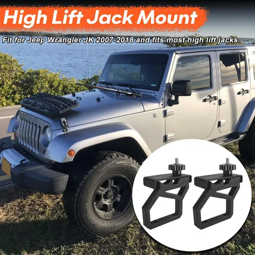 Miniatura 3 de Soportes de montaje para capó de gato de alta elevación compatibles con Jeep Jack Mount JK 2007-2018, soporte de montaje de gato todoterreno Hi Lift