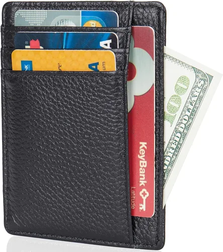 Miniatura 2 de LinsCraft Pequeñas carteras de bolsillo con bloqueo RFID para hombres y mujeres