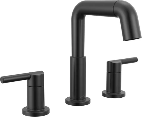 Miniatura 10 de Delta Nicoli - Grifo de lavabo de baño con 3 agujeros, 8 pulgadas para lavabo de baño, montaje de drenaje push-pop, negro mate/bronce champán