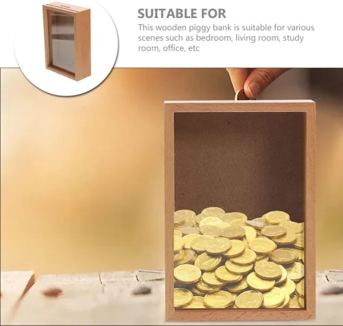 Miniatura 3 de Alipis Alcancía pequeña para ahorro de monedas, ahorro de presupuesto, para adultos, banco de dinero, tarro de dinero para adultos, marco de fotos