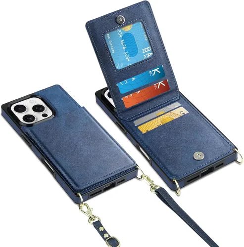 Miniatura 35 de Vofolen Funda para iPhone 11 con tarjetero con bloqueo RFID, correa ajustable, cierre magnético, resistente, a prueba de golpes, funda protectora
