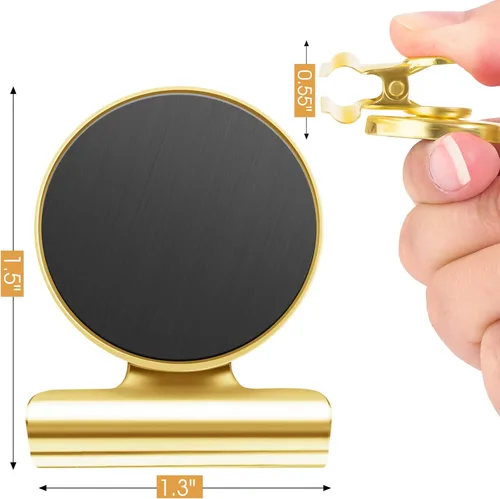 Miniatura 6 de Paquete de 8 imanes para refrigerador, clips magnéticos para refrigerador, clips magnéticos resistentes, perfectos para refrigerador, pizarra, Dorado