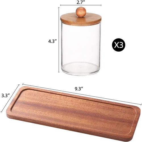 Miniatura 2 de Tbestmax - Soporte Qtip con bandeja de tocador, dispensador de recipientes de baño transparentes para almacenamiento, soporte para hisopos