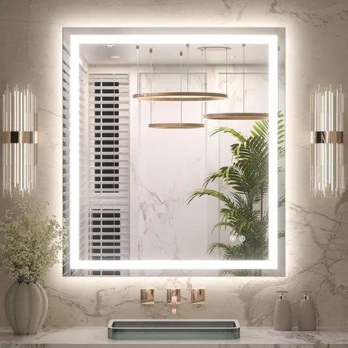 Miniatura 12 de Keonjinn - Espejo de baño LED de 24x32 pulgadas con luz, iluminación frontal y trasera, espejos iluminados para la pared del baño con luces