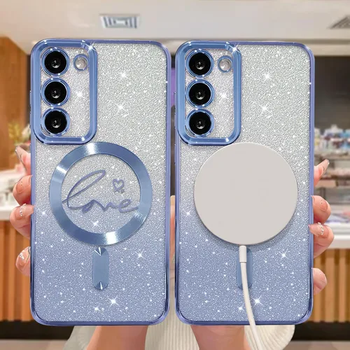 Miniatura 286 de ZONRW - Funda para Samsung Galaxy S22 Ultra magnética, para mujeres y niñas, cubierta trasera suave, lujosa, con corazón de amor, bling, degradado