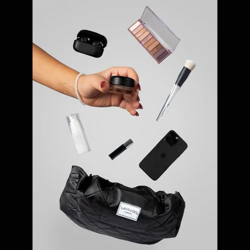 Miniatura 4 de Lay-n-Go Cosmo Layflat - Organizador de cosméticos y maquillaje con cordón y bolsillo con cremallera, bucles para cepillos y más, se ajusta