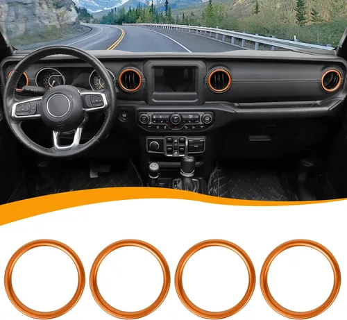 Miniatura 8 de Hoolcar – Anillo para ventilación de aire acondicionado interior, accesorios compatibles con Jeep Wrangler JL JLU y Gladiator JT 2018-2023, aleación