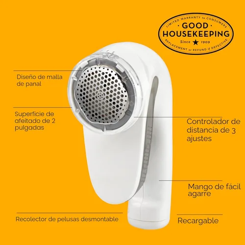 Miniatura 2 de Dispositivo Conair para limpiar bolitas de la tela, con batería, color blanco