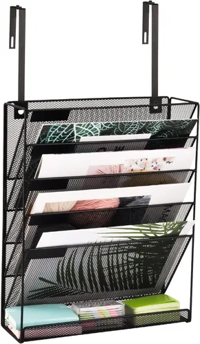 Miniatura 16 de EASEPRES Organizador de Archivos de Escritorio de Malla de 4 Niveles, Soporte de Organización de Documentos Colgante para Montaje en Pared, Estante