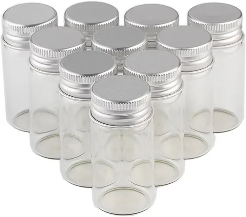 Miniatura 8 de Tarros de vidrio transparente de 1.4 fl oz con tapa de rosca de aluminio, botellas vacías tapas doradas, botellas de vidrio 12