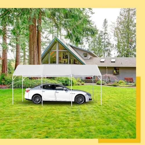 Miniatura 6 de Toldo de cochera resistente de 10 x 20 pies, impermeable, refugio de garaje, carpa de lona para automóvil, cubierta de repuesto para toldo