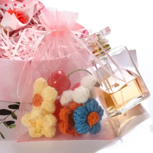 Miniatura 7 de Hopttreely 100 bolsas de organza, bolsa de organza de satén rosa de 4 x 6 pulgadas, bolsa de organza con cordón para boda, fiesta, bolsa de regalo