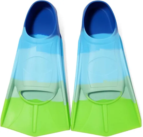 Miniatura 28 de Aletas de natación para niños, aletas cortas para niños y jóvenes, aletas de natación para entrenamiento de natación para niños, niñas, niños Azul