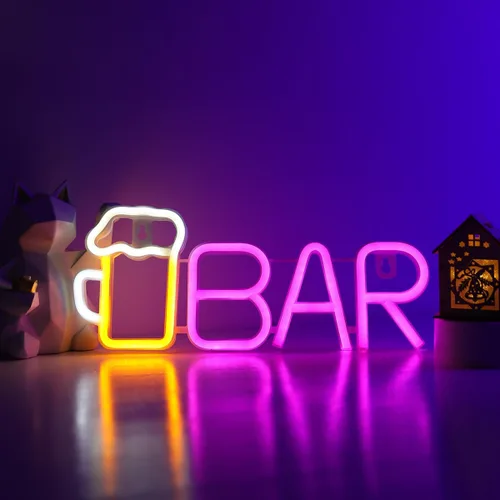 Miniatura 7 de ENUOLI Letreros de barra de neón, luz LED de cerveza para decoración de pared, letreros de neón de barra alimentados por USB/batería, luz de cerveza
