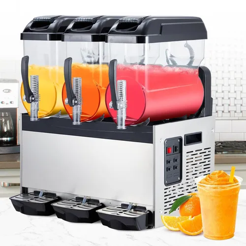 Máquina comercial de granizados Máquina congelada de la bebida, tres tanques 12l 860w acero inoxidable, fabricante de batidos de granizado de vino